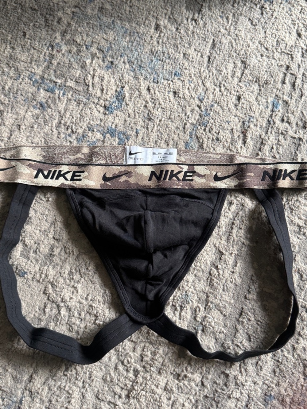 Nike Black Jockstrap with Camouflage Logo Waistband